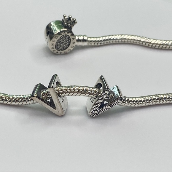 Sterling Silver Letter V Charm - Picture 4 of 8